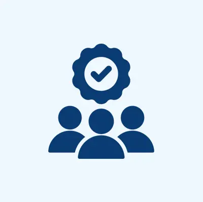 People icon with approval checkmark badge.